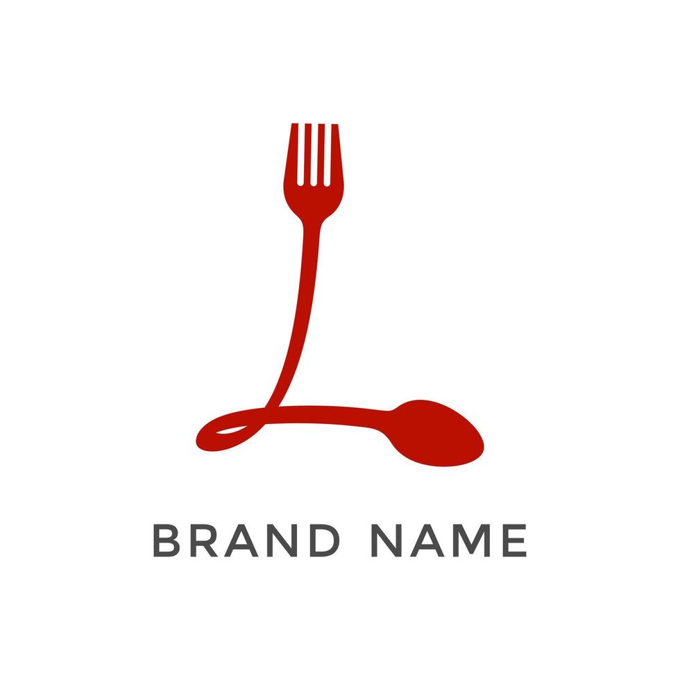 logotipo inicial de tenedor y cuchara l vector