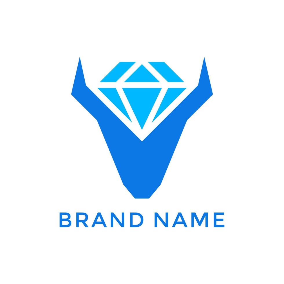 logotipo de toro de diamante vector