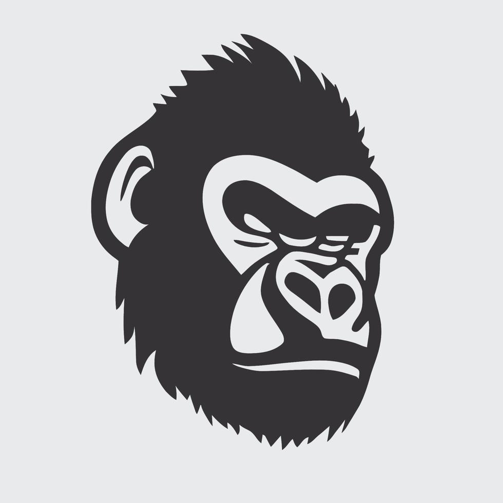 ilustración de vector de cara de mono. cabeza de chimpancé salvaje animal de arte pop, diseño de simetría del logotipo de mascota de carácter creativo. pegatina de colores neón brillante. monos, mascotas, elementos de diseño temático de los amantes de los animales.