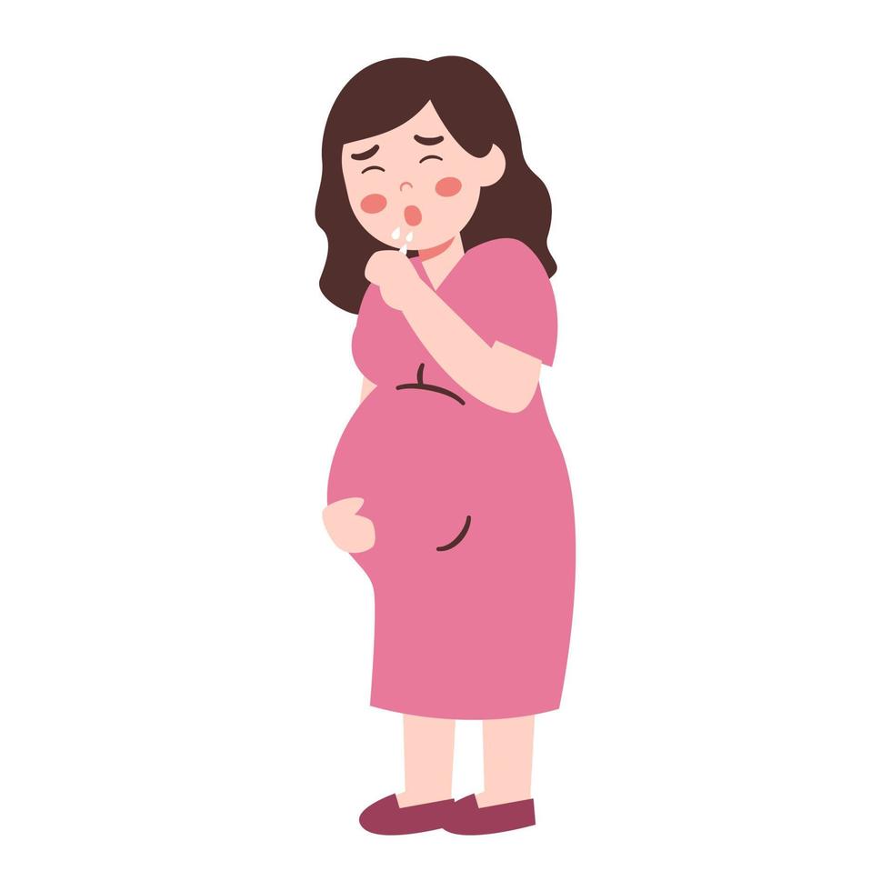 Pregnant Woman Coughing vector