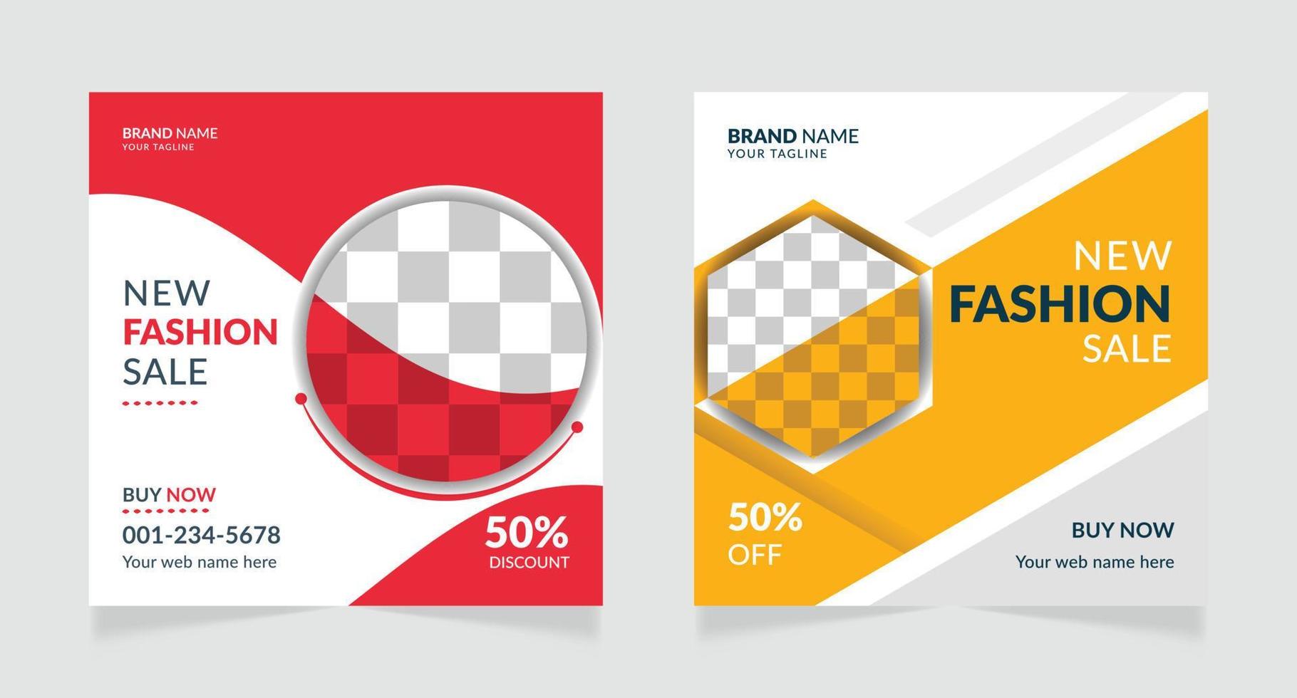 Fashion sale social media post and web banner design template vector