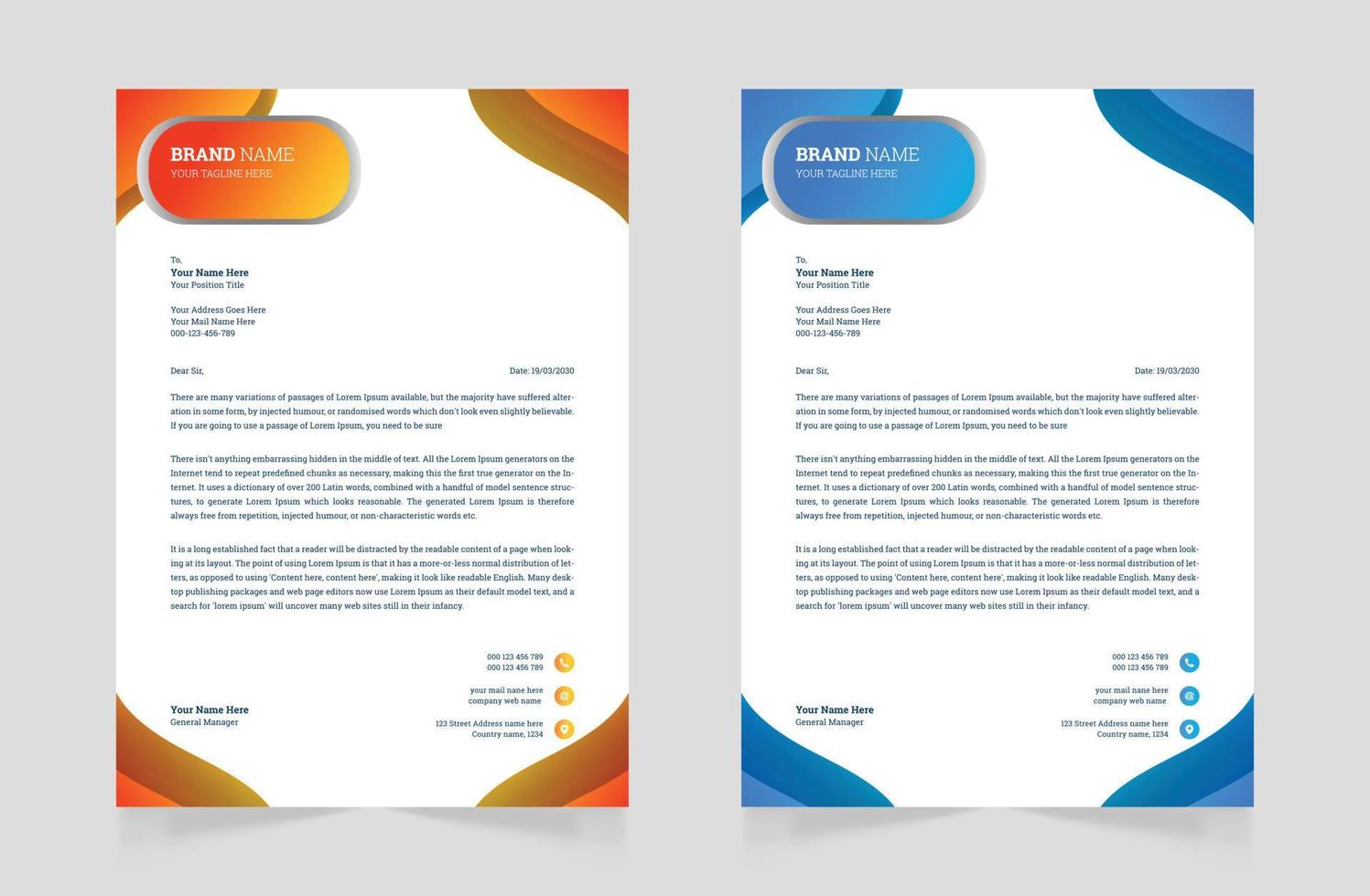 Professional creative letterhead design template vector