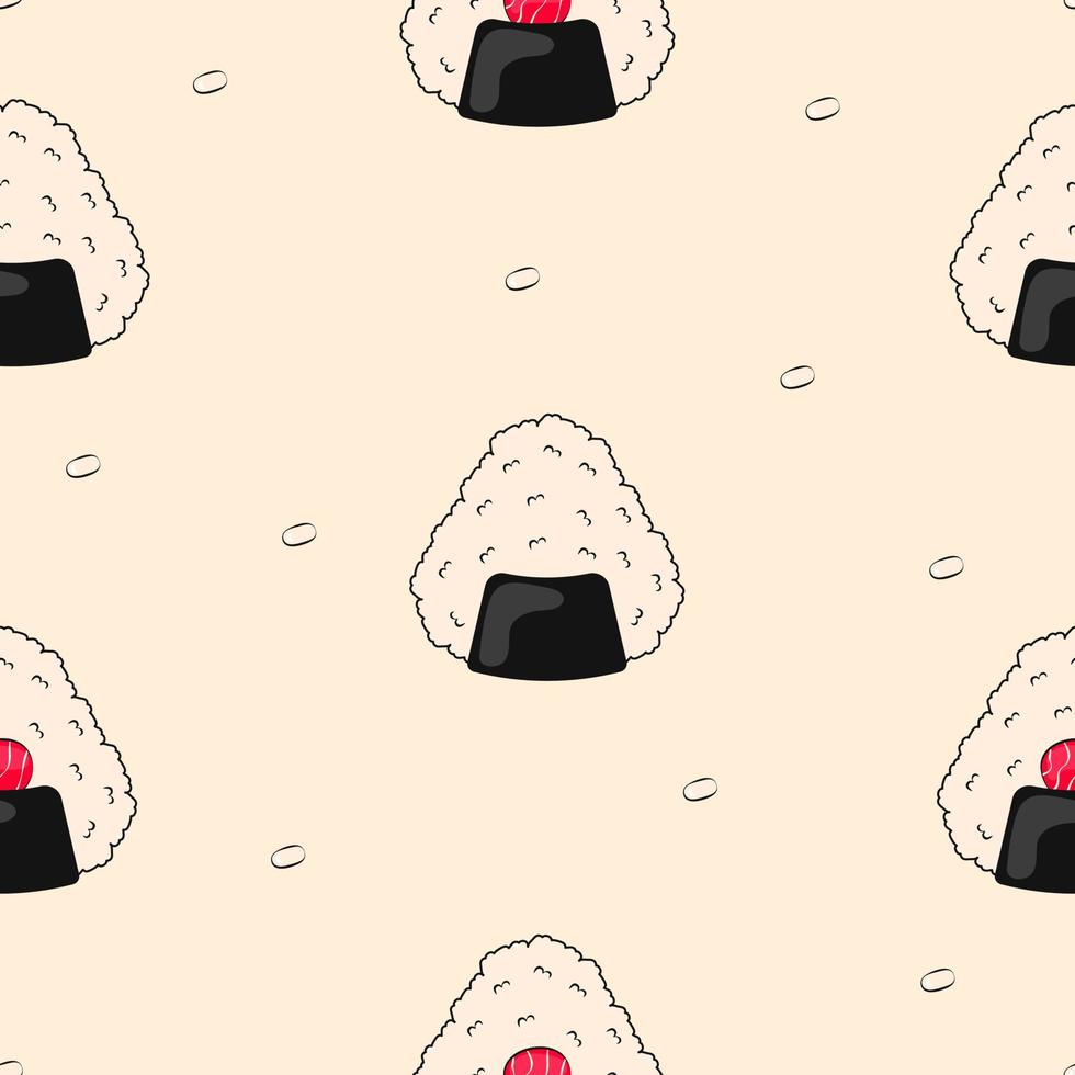 Seamless Pattern Sushi Onigiri Background Asian Food vector
