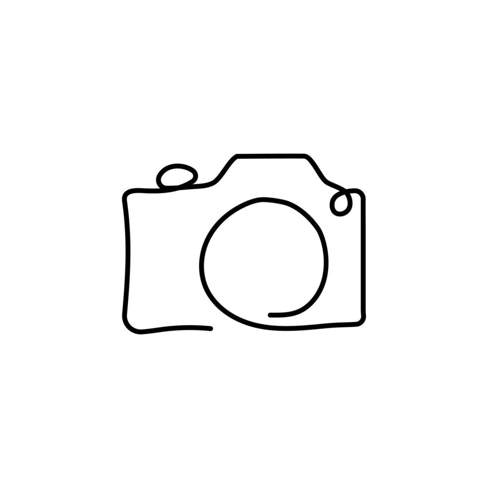 Continuous line art or One Line Drawing of a camera linear style and Hand drawn vector illustrations, outline.