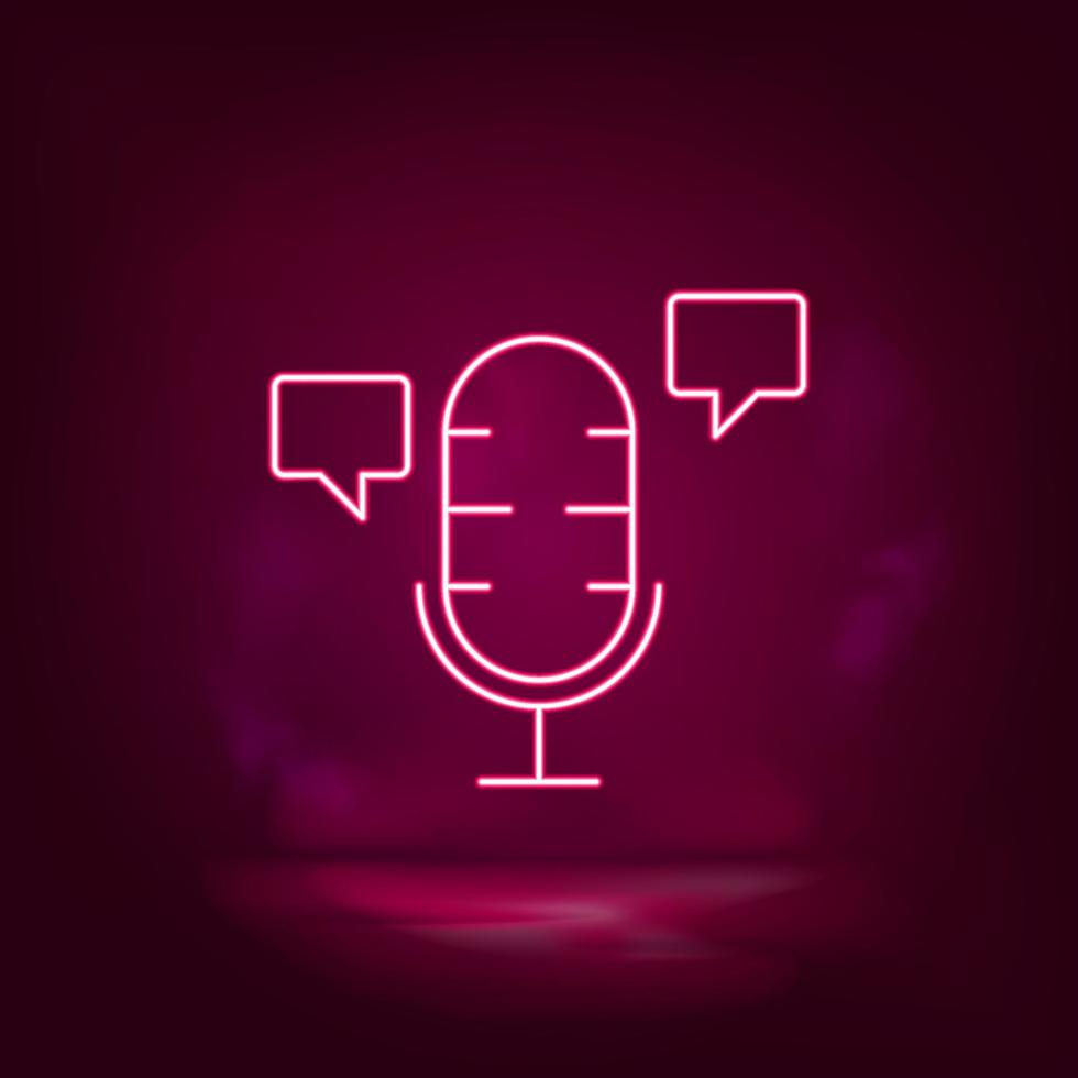 Microphone, smart, chat bobble neon icon - vector. Artificial intelligence vector