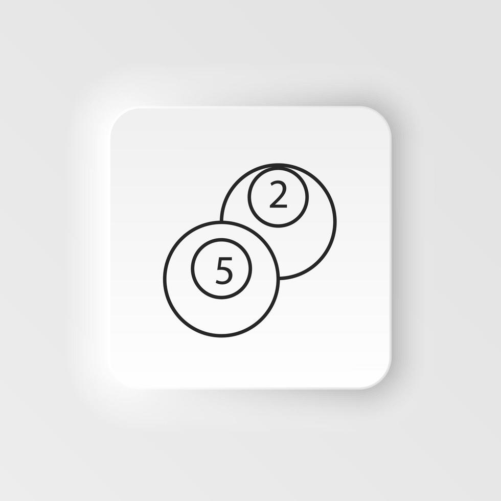 Billiards, snooker, billiard ball, retro neumorphic style vector icon. Neumorphism style. Billiards, snooker billiard ball retro neumorphic style vector icon. Neumorphism style on white background.