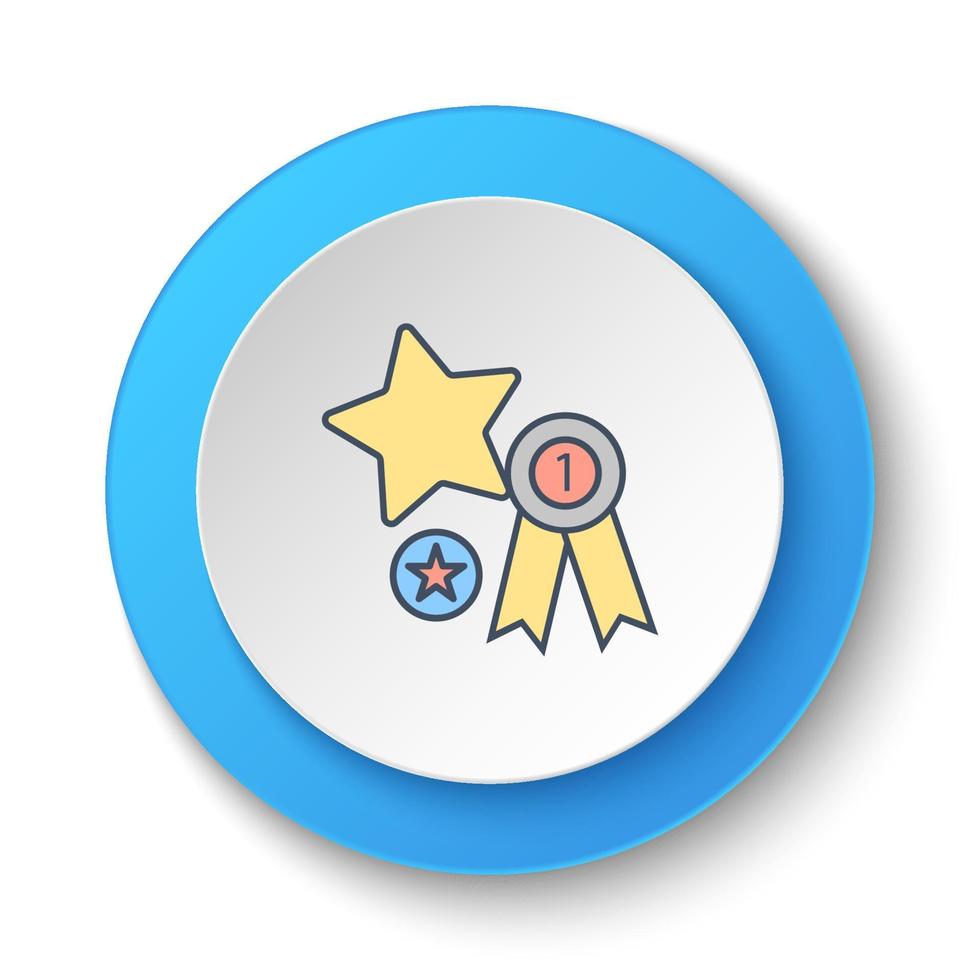 Round button for web icon. Certification, winner, favorite. Button banner round, badge interface for application illustration on white background vector