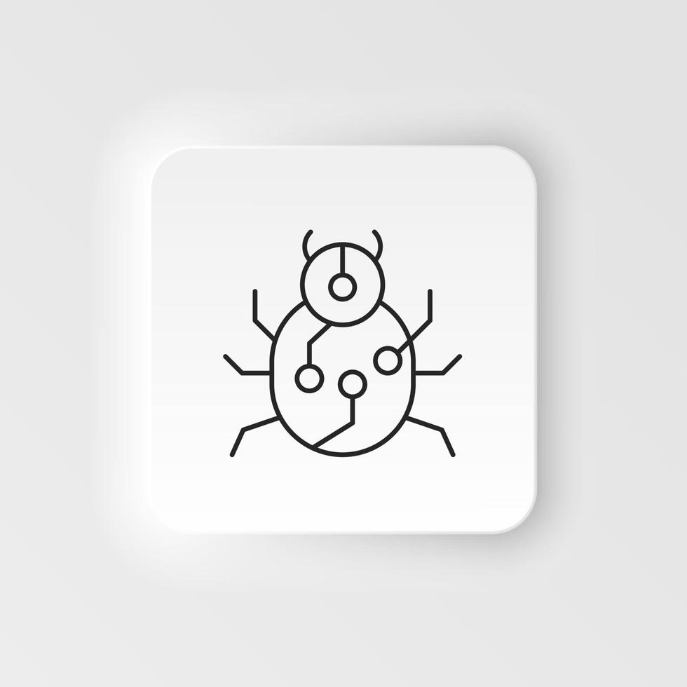 Virus, bug icon - Vector. Artificial intelligence neumorphic style vector icon on white background