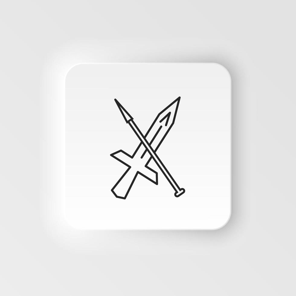 Sward, fighting games, retro neumorphic style vector icon. Neumorphism style. Sward, fighting games retro neumorphic style vector icon. Neumorphism style on white background.