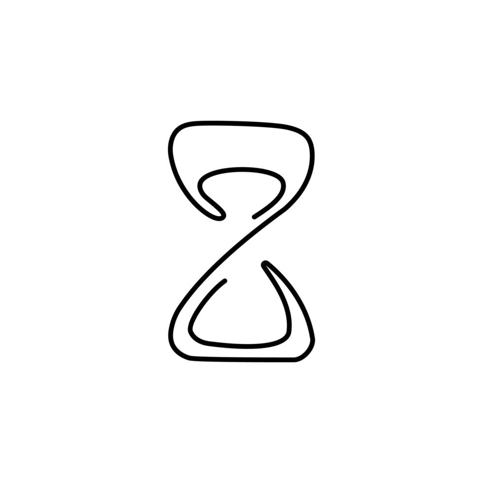 One continuous line drawing of hourglass. Time concept single line draw design illustration. vector