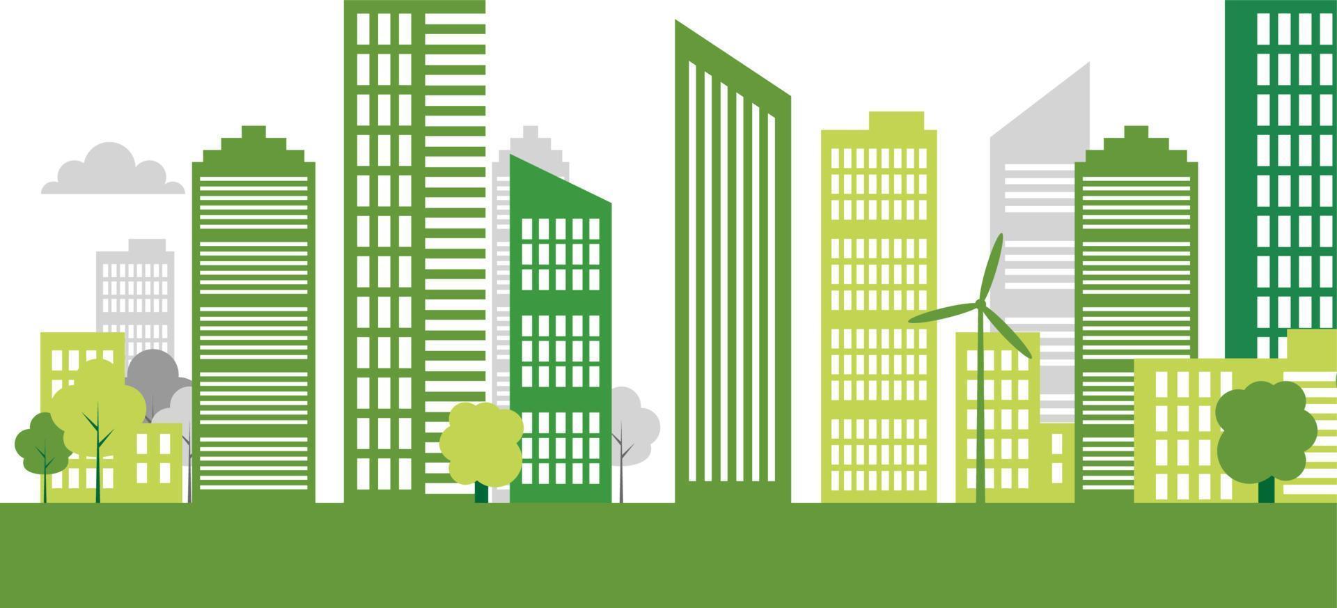 Concepto de ciudad ecológica y medio ambiente con ideas ecológicas, ilustración vectorial vector