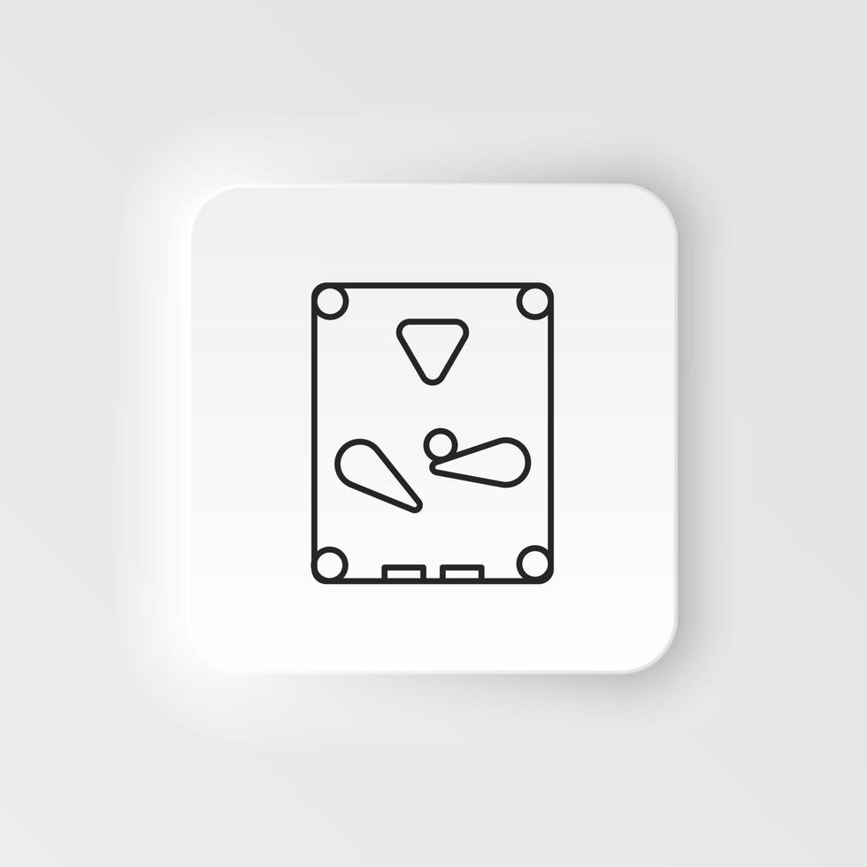 Pinball, arcade, game neumorphic style vector icon. Neumorphism style. Pinball arcade game neumorphic style vector icon. Neumorphism style on white background.