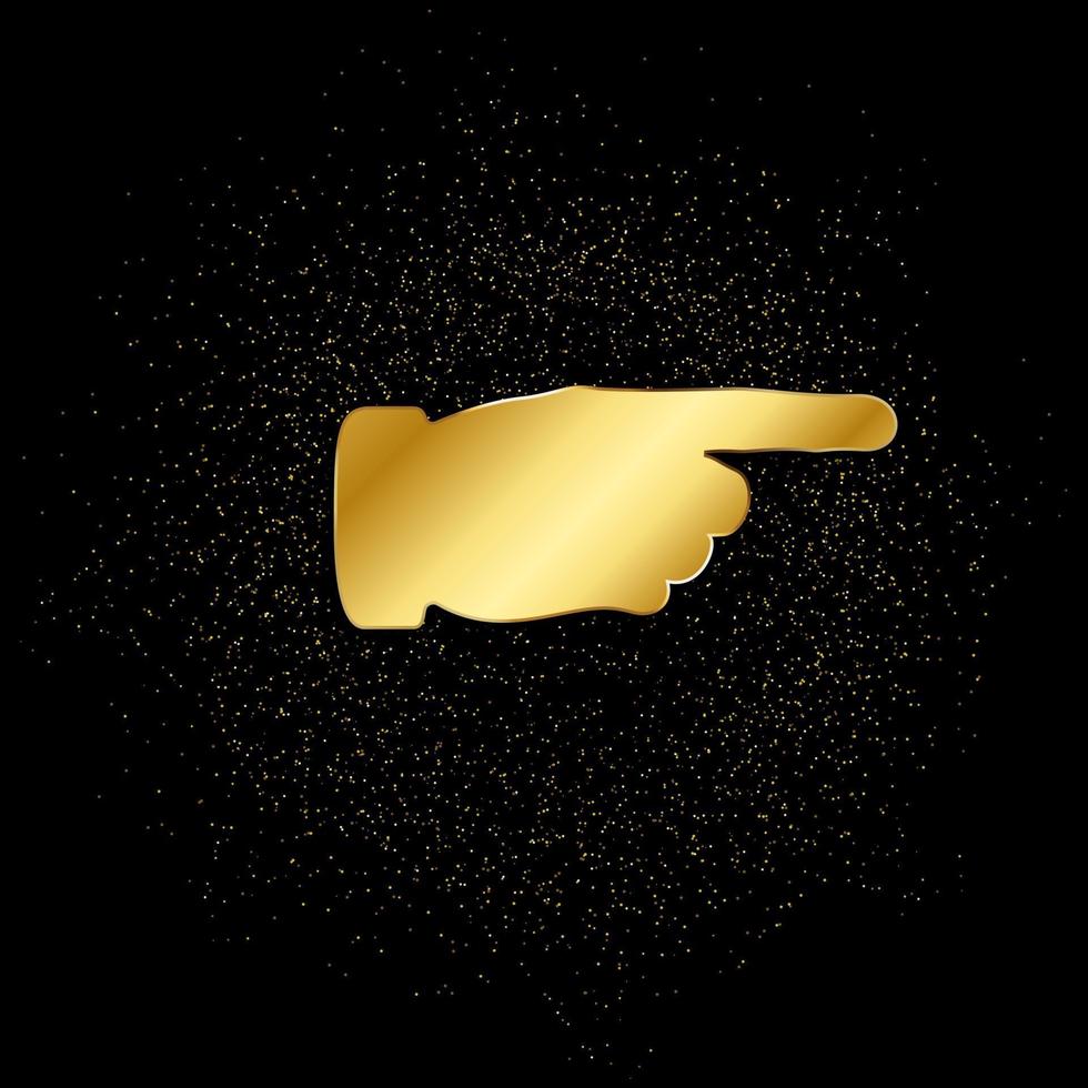 Arrow gold vector icon. Vector illustration of golden particle background.