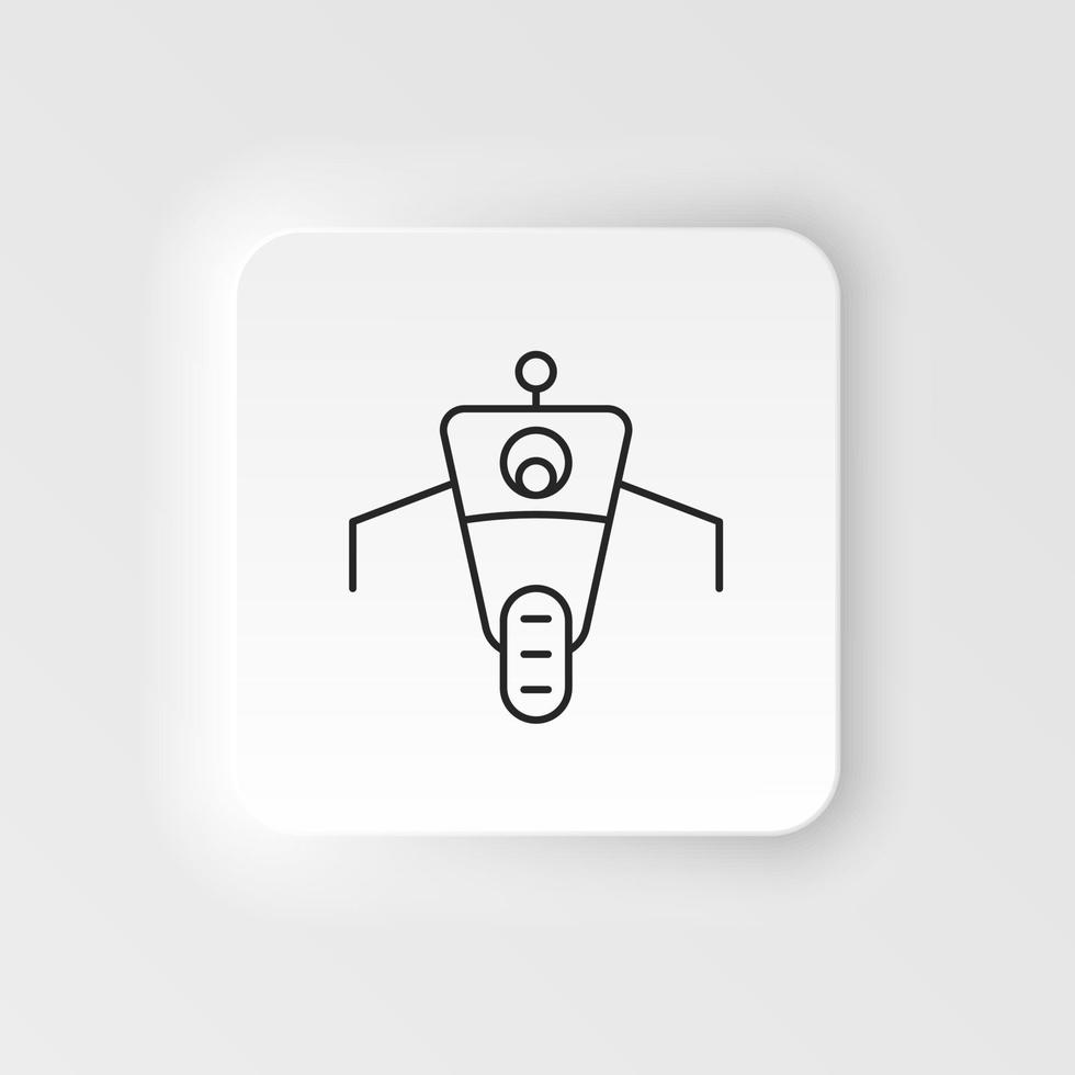 Robot, car icon - Vector. Artificial intelligence neumorphic style vector icon on white background