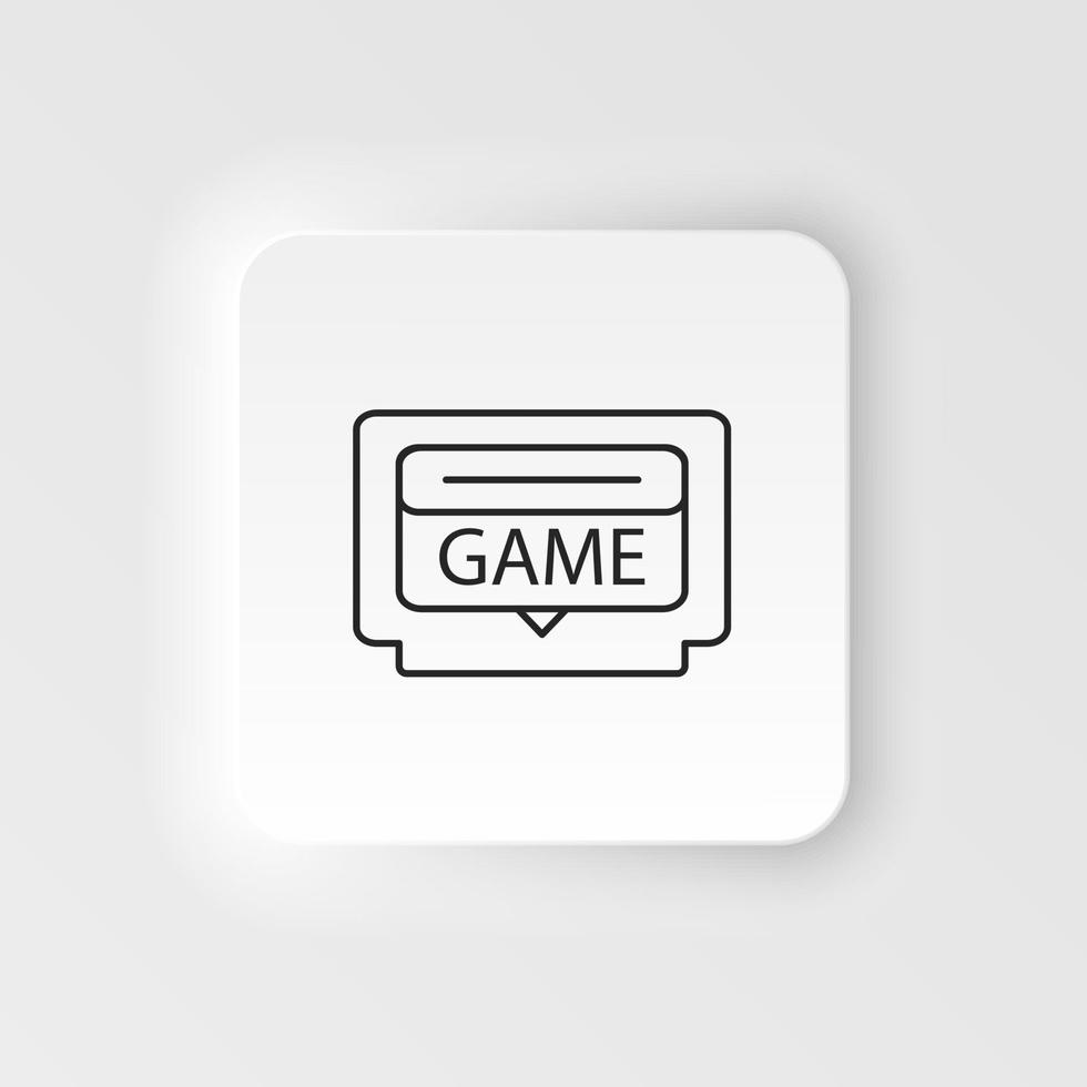 Game cartridge, retro, arcade neumorphic style vector icon. Neumorphism style. Game cartridge, retro arcade neumorphic style vector icon. Neumorphism style on white background.