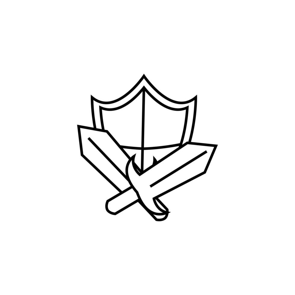 Sward, shield, retro game element icon. On white background. Sward, shield, retro game element icon vector