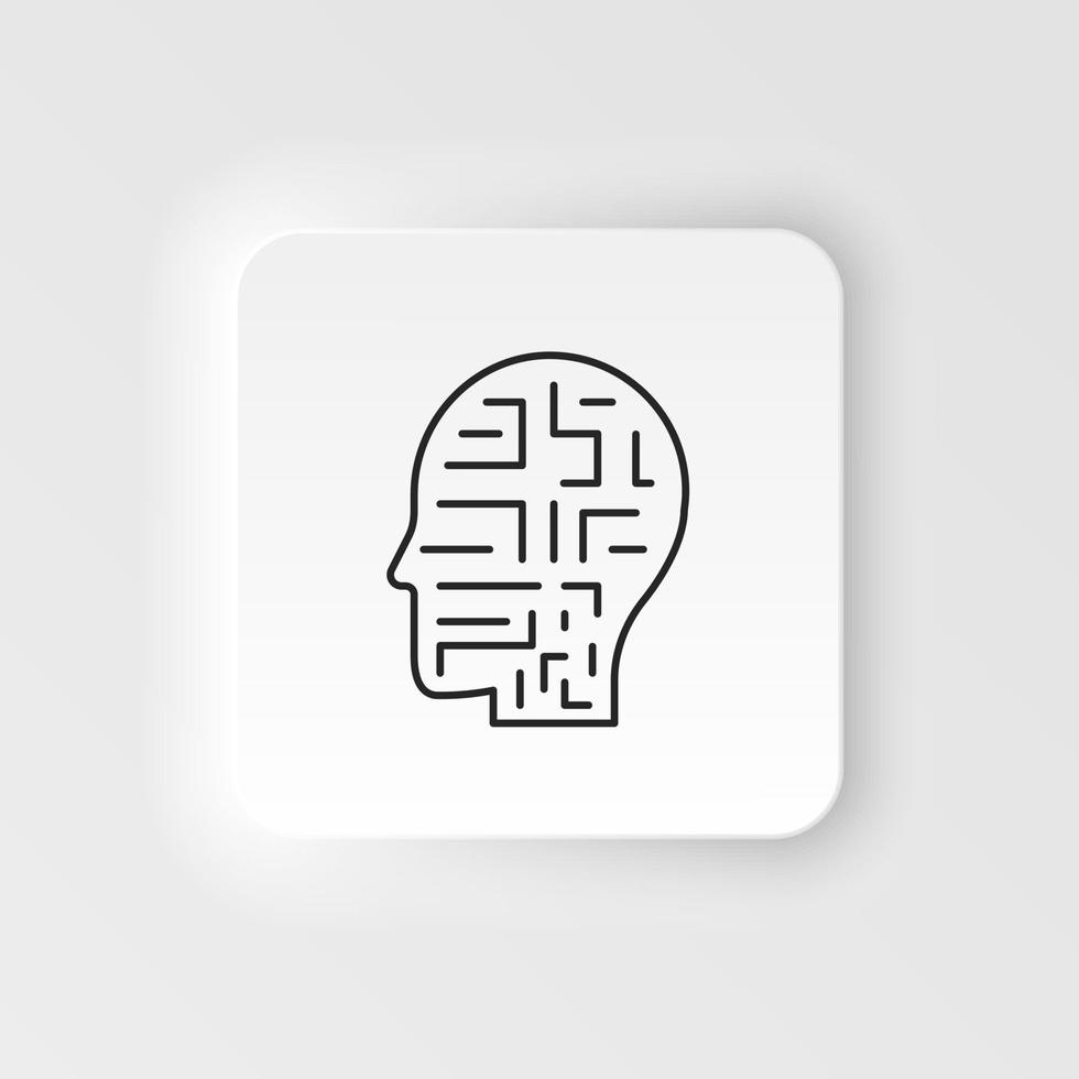 Mechanism, robot, man icon - Vector. Artificial intelligence neumorphic style vector icon on white background