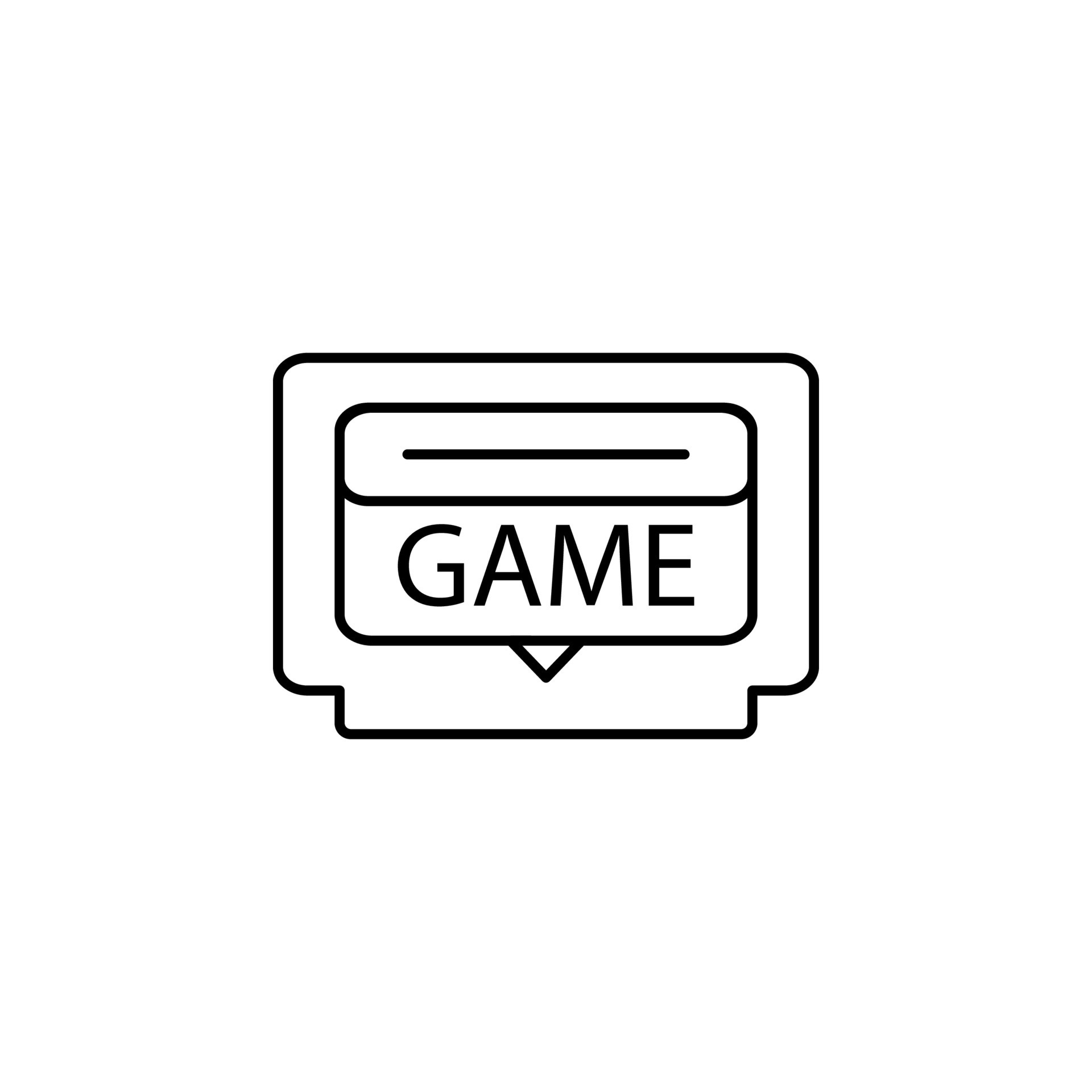 Game cartridge, retro, arcade icon. On white background. Game cartridge