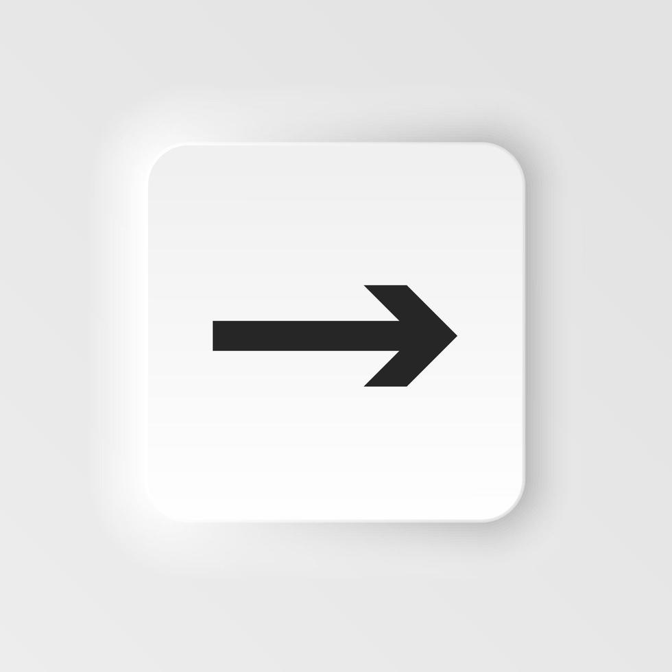 Arrow neumorphic style vector icon. Vector illustration of arrow icon on white background. Neumorphism, neumorphic style icon