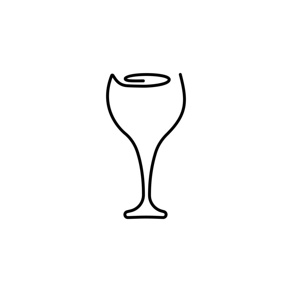 Continuous one line drawing. Wine glass. Vector illustration.