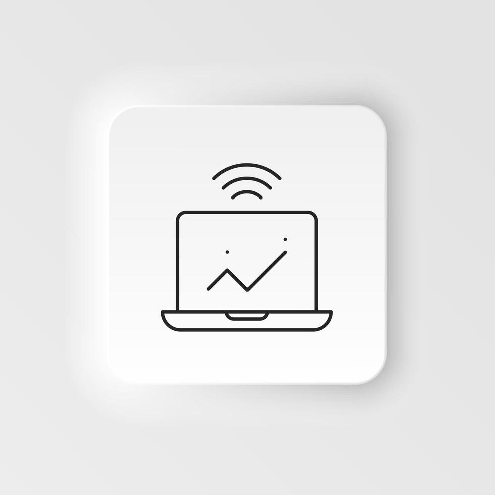 Computer, analytics, smart icon - Vector. Artificial intelligence neumorphic style vector icon on white background