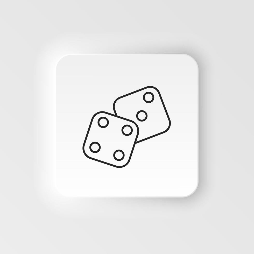 juegos de azar, suerte, dados, icono de vector de estilo retro neumorfico. estilo neumorfismo. La suerte de los juegos de azar dice el icono de vector de estilo retro neumórfico. estilo de neumorfismo sobre fondo blanco.