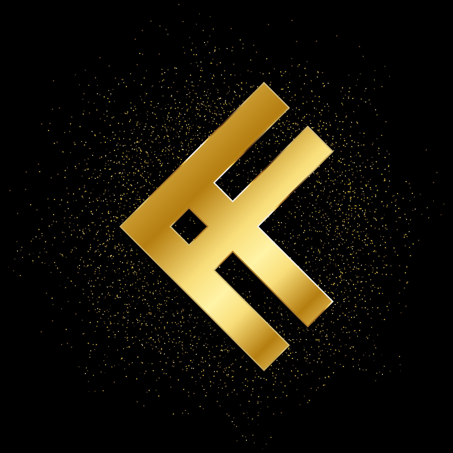 Arrow gold vector icon. Vector illustration of golden particle
