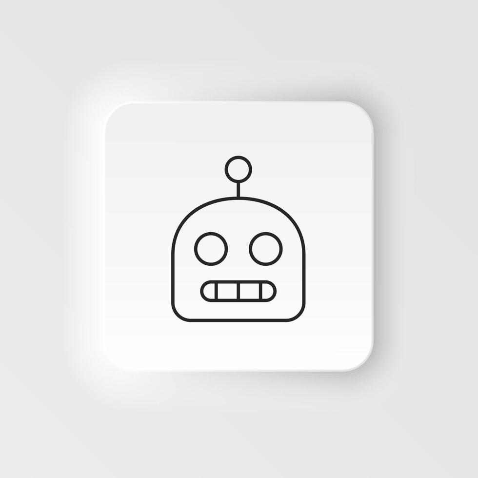 Robot icon - Vector. Artificial intelligence neumorphic style vector icon on white background