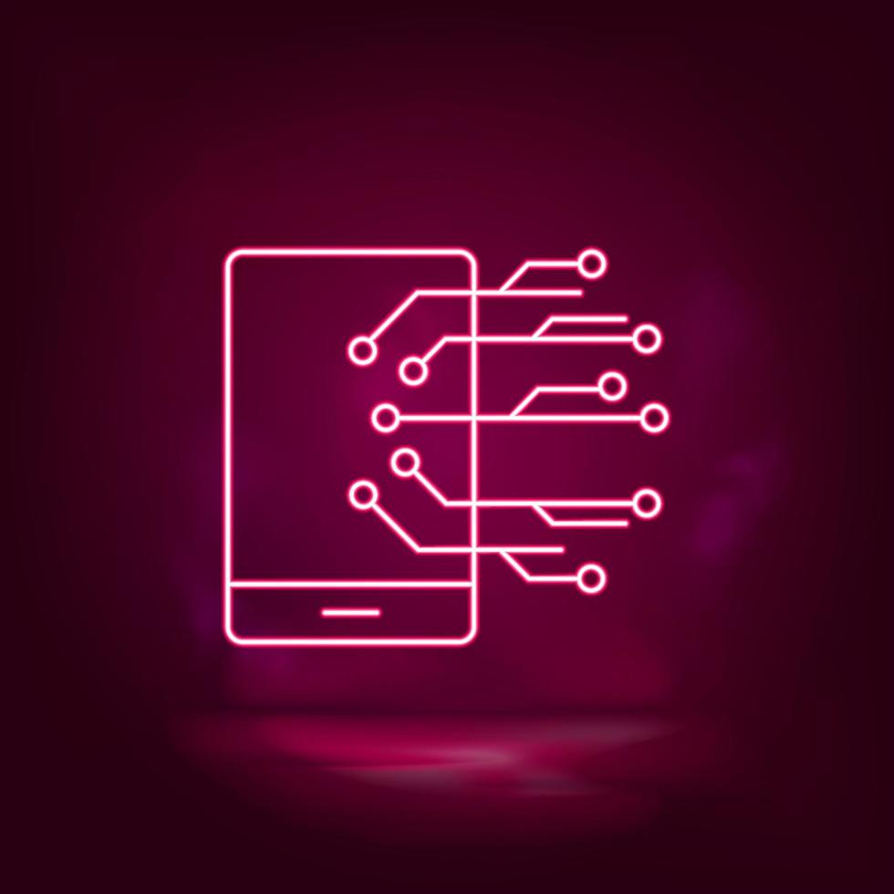 Mobile, smart neon icon - vector. Artificial intelligence 16082770 ...