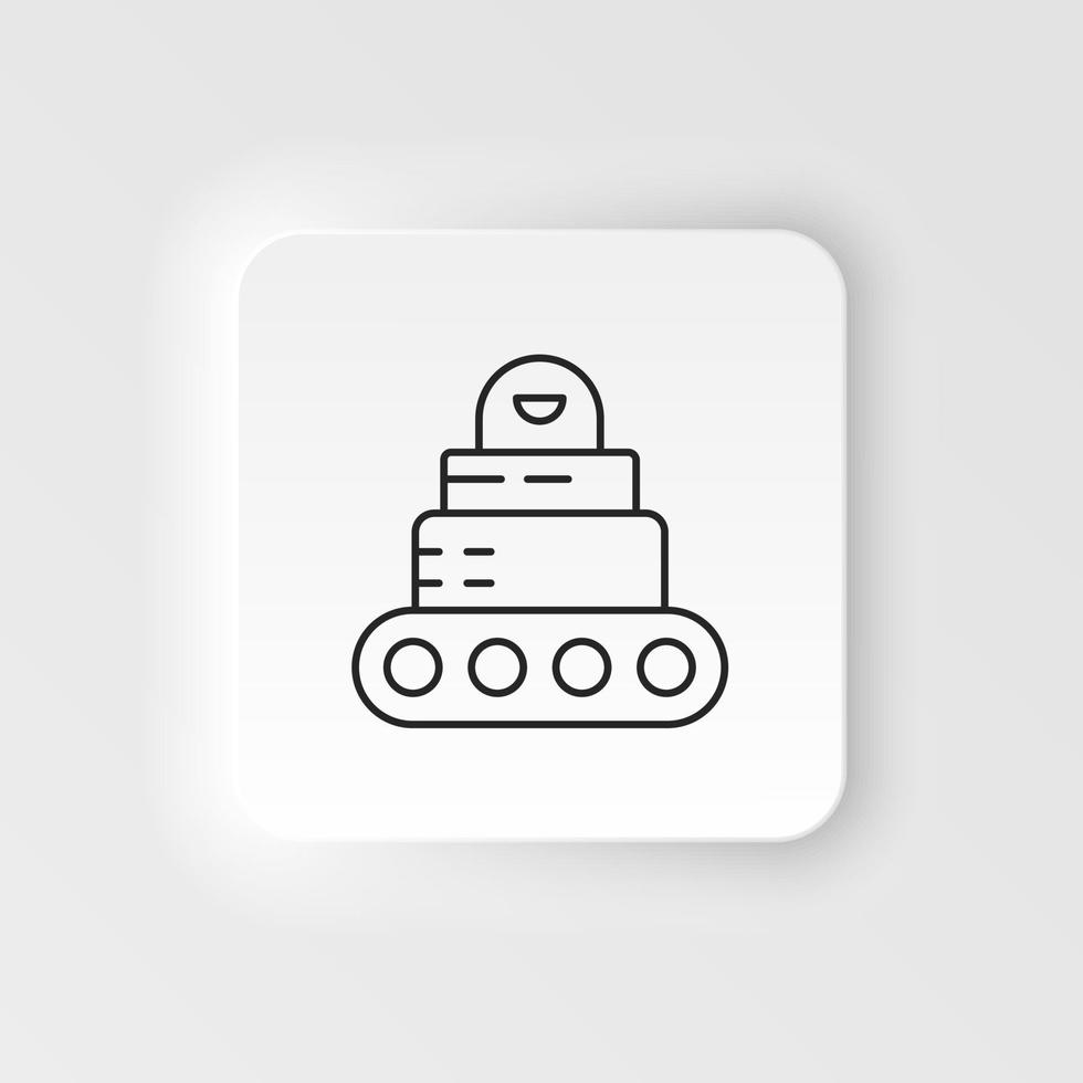 Robot, car icon - Vector. Artificial intelligence neumorphic style vector icon on white background