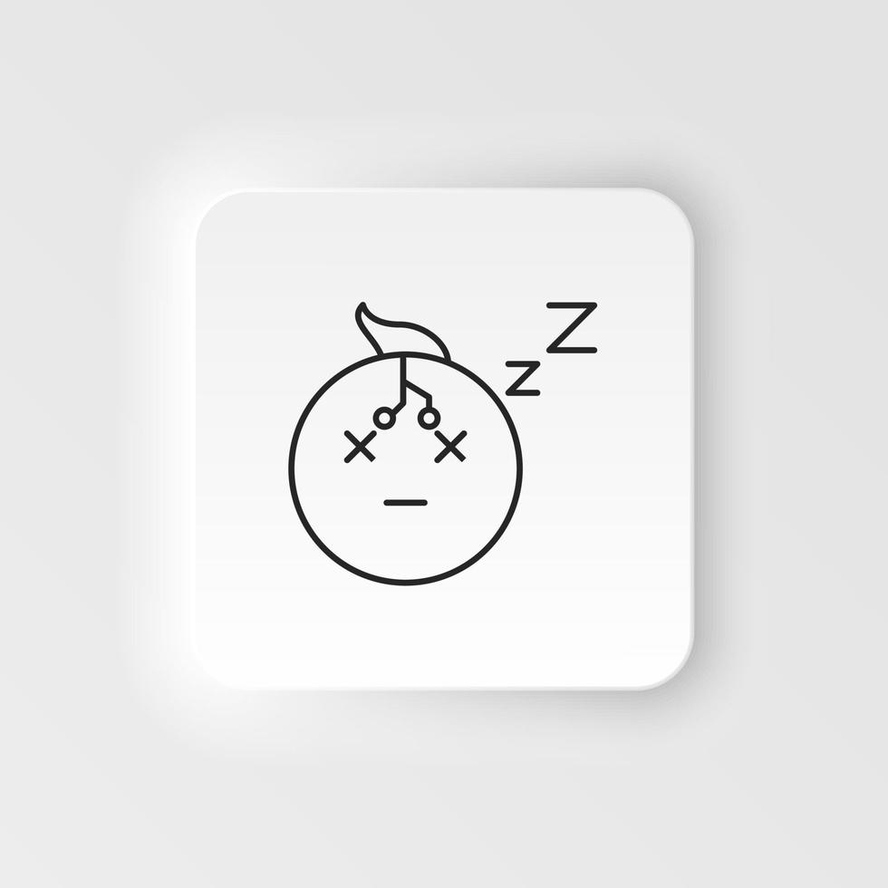 intelligence neumorphic style vector icon, snooze, robot icon - Vector. Artificial intelligence neumorphic style vector icon on white background