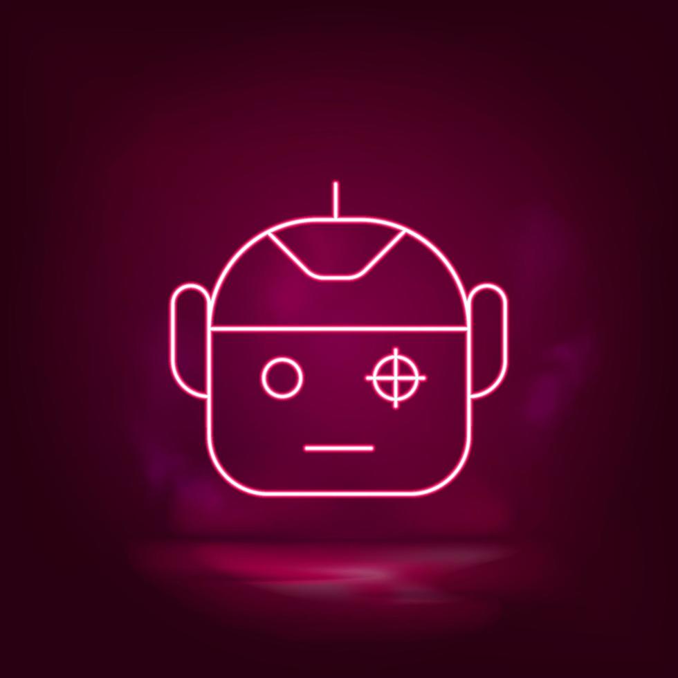 Robot, scanning, smart, security neon icon - vector Artificial intelligence