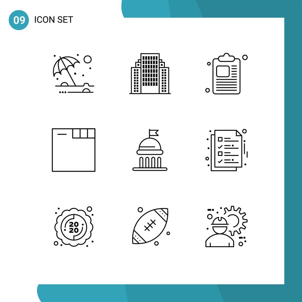 Modern Set of 9 Outlines Pictograph of vote political business campaign tabs Editable Vector Design Elements