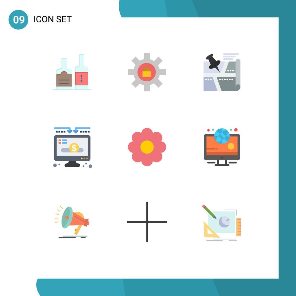 9 Flat Color concept for Websites Mobile and Apps flower money location donation map Editable Vector Design Elements
