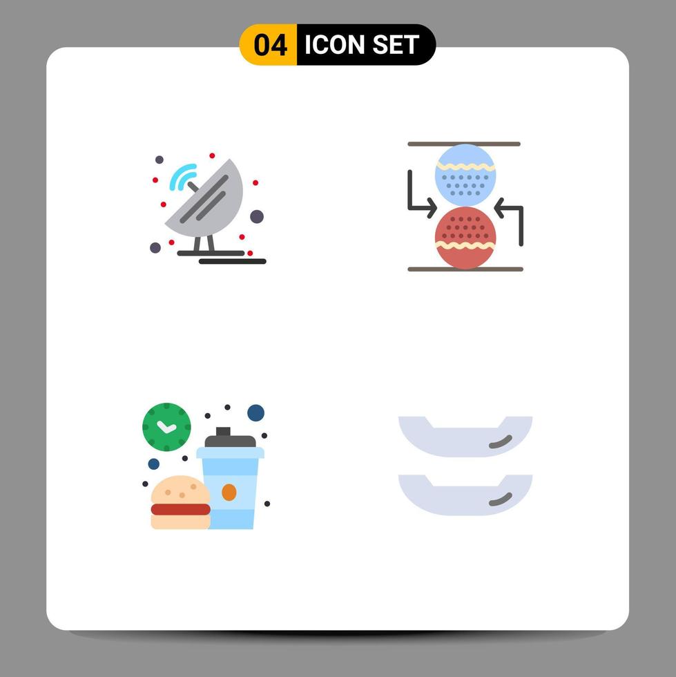 Modern Set of 4 Flat Icons Pictograph of antenna break satellite dish control food Editable Vector Design Elements