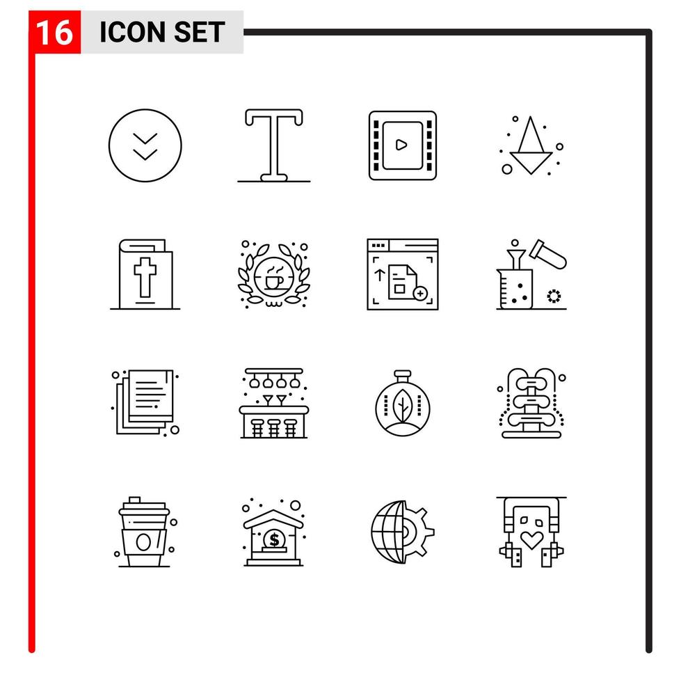 paquete de iconos de vector de stock de 16 signos y símbolos de línea para café vacaciones cine halloween elementos de diseño de vector editables completos