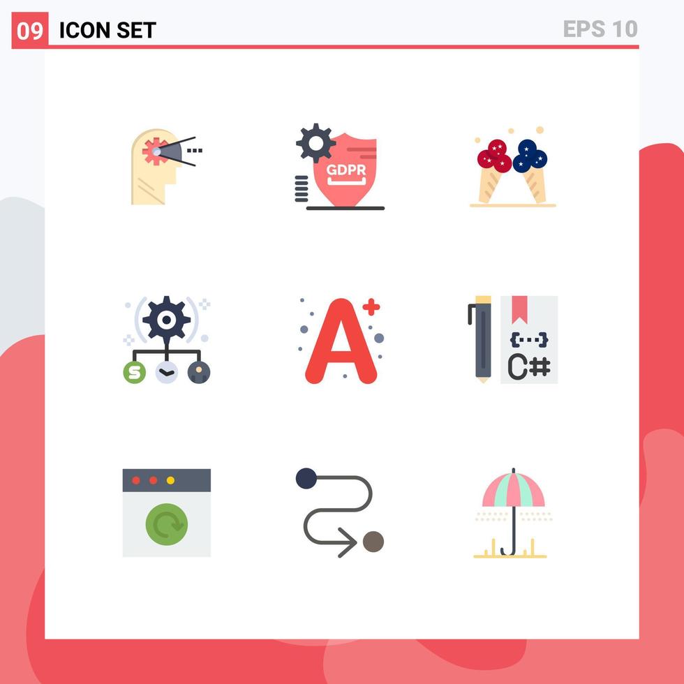 Group of 9 Modern Flat Colors Set for user user security todo american Editable Vector Design Elements