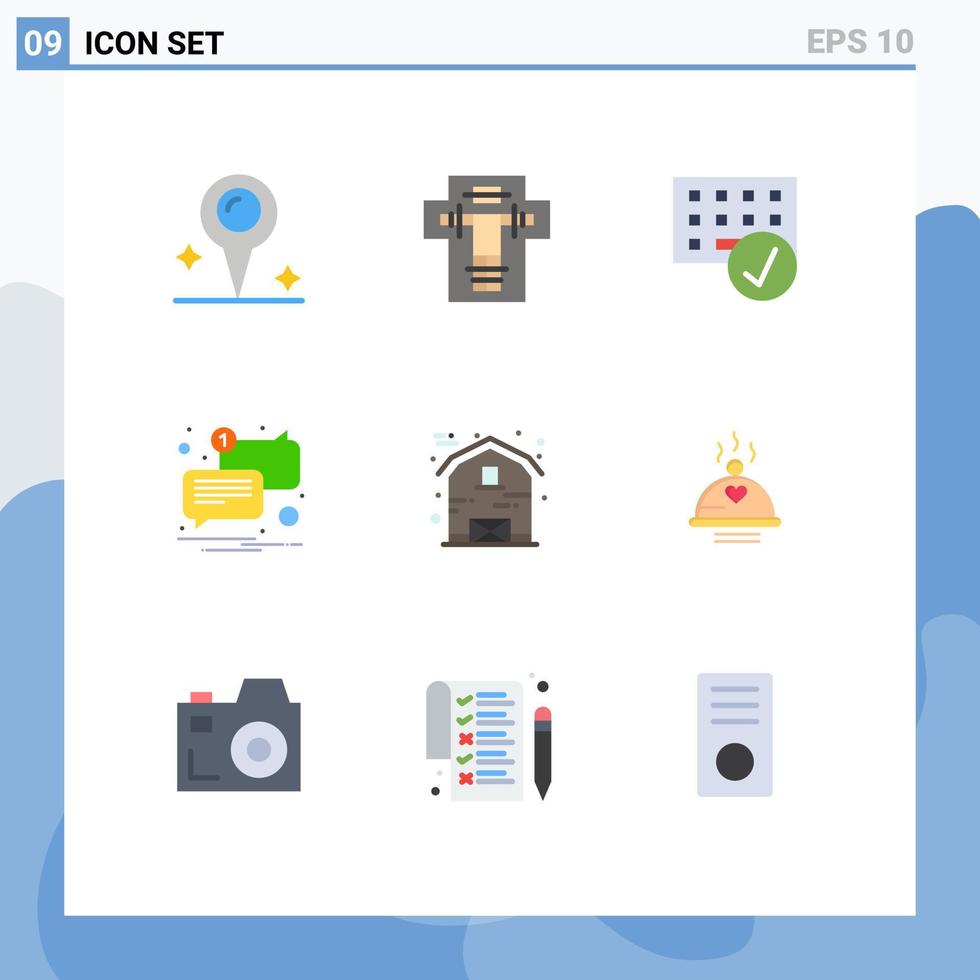 Universal Icon Symbols Group of 9 Modern Flat Colors of barn message computers mail hardware Editable Vector Design Elements