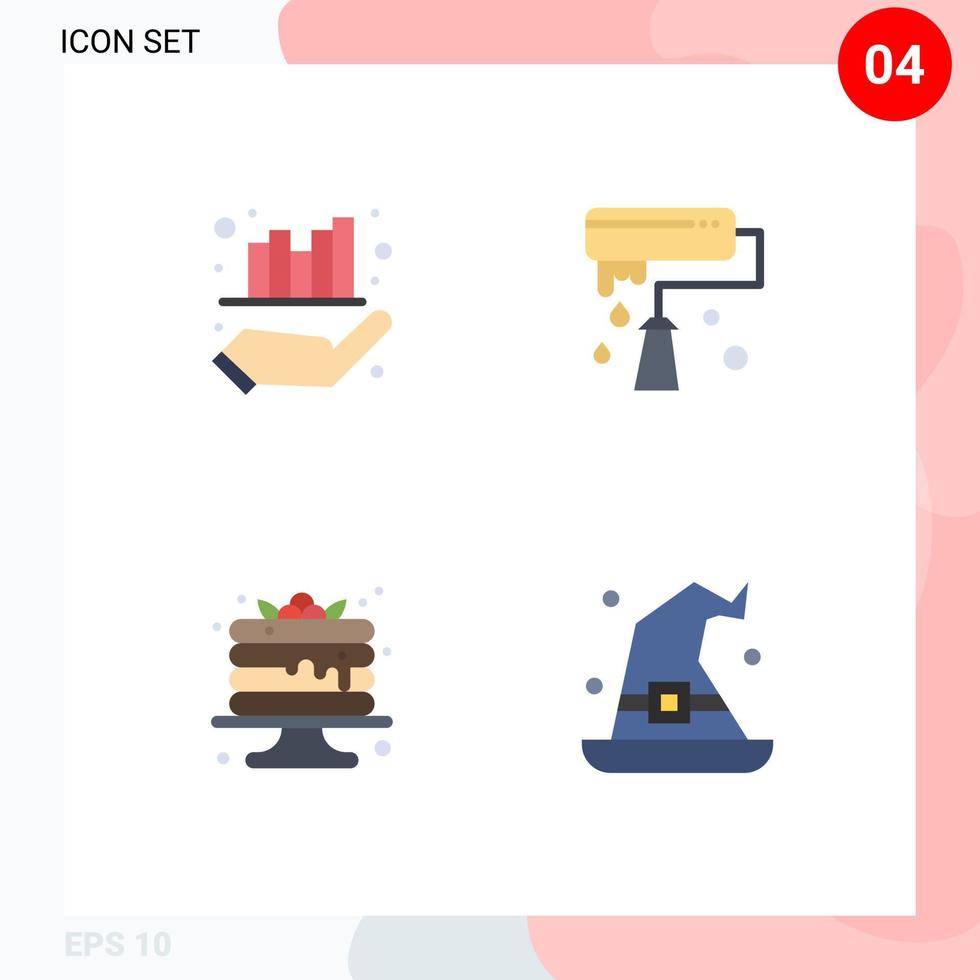 4 Universal Flat Icon Signs Symbols of business mardi gras hand paint sweets Editable Vector Design Elements