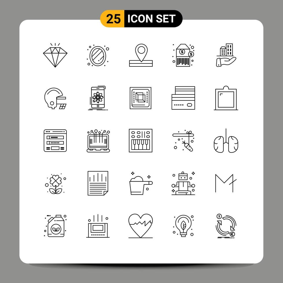 Group of 25 Lines Signs and Symbols for american modern location business tag Editable Vector Design Elements