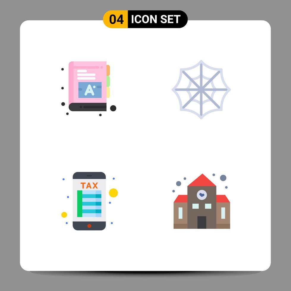 Set of 4 Commercial Flat Icons pack for baby payment ebook web education Editable Vector Design Elements