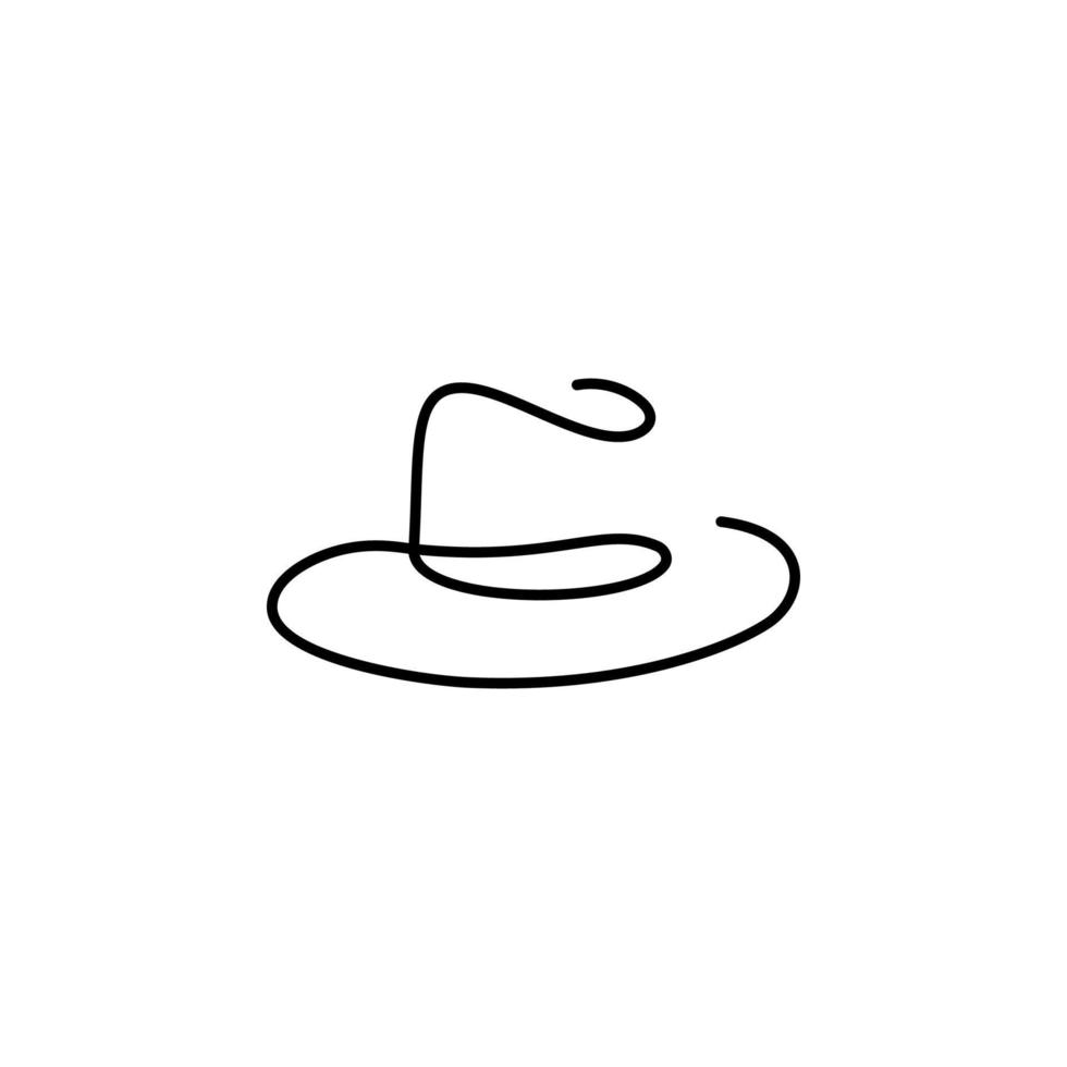 continuous single drawn one line men hat hand-drawn picture silhouette. Line art. doodle vector