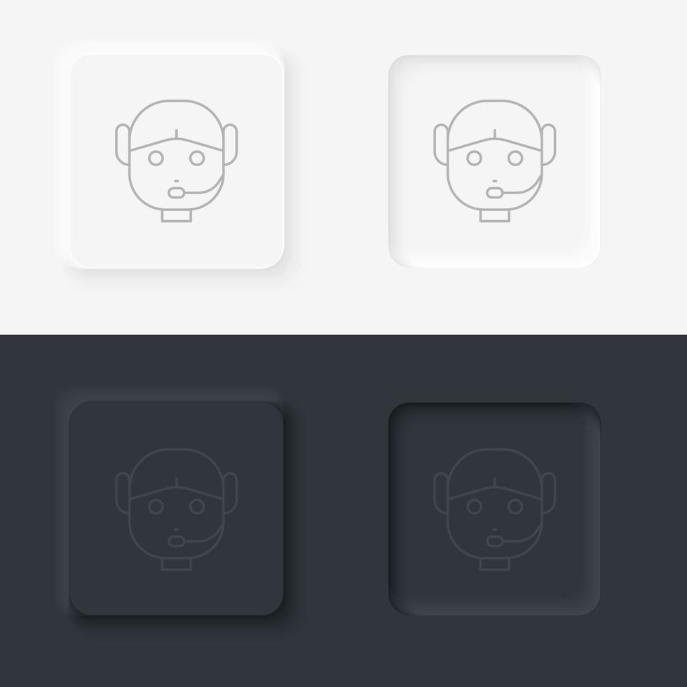 Customer, service, robot icon - Vector. Artificial intelligence neumorphic style vector icon set