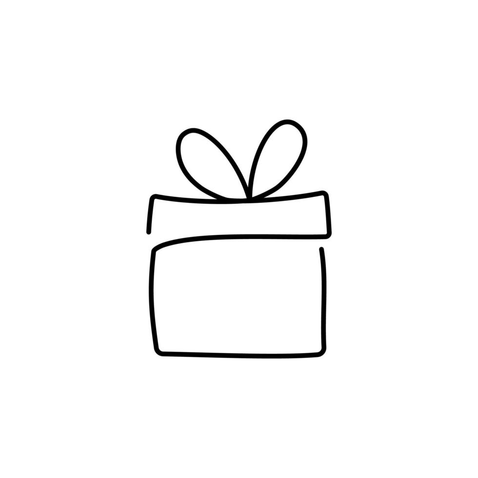 continuous line drawing of gift box vector illustration.