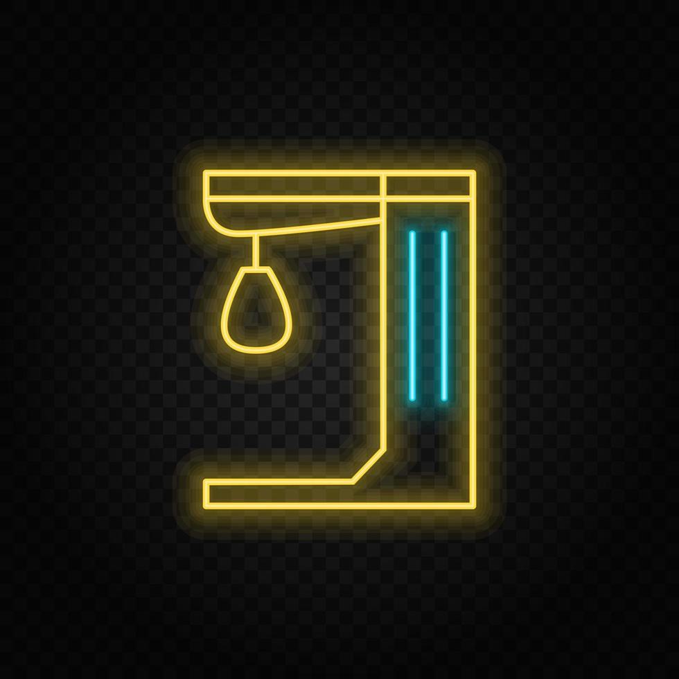 Punch game, retro, arcade neon icon. Blue and yellow neon vector icon. Vector transparent background