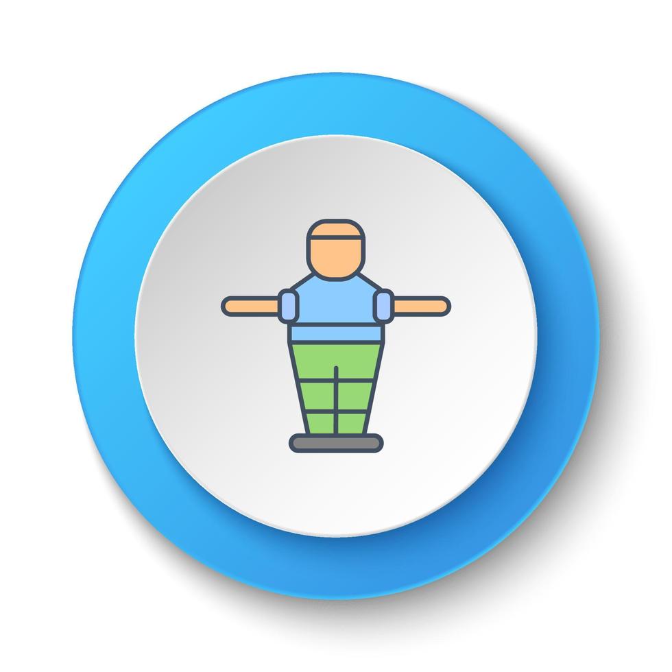 Round button for web icon. Table football, game, retro, arcade. Button banner round, badge interface for application illustration on white background vector