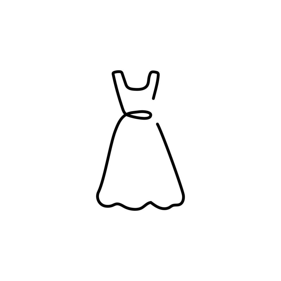 one line drawing of isolated vector object - woman dress on hanger.