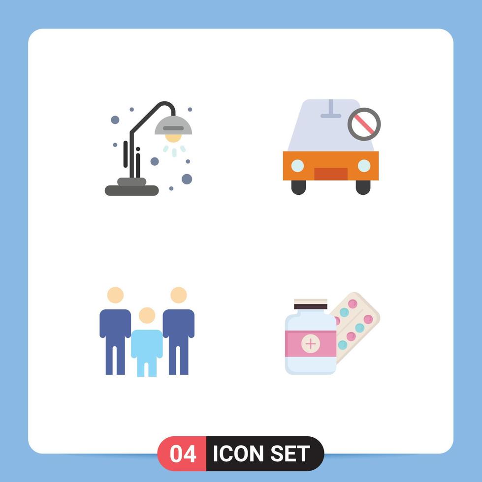 Universal Icon Symbols Group of 4 Modern Flat Icons of school family education no kids Editable Vector Design Elements