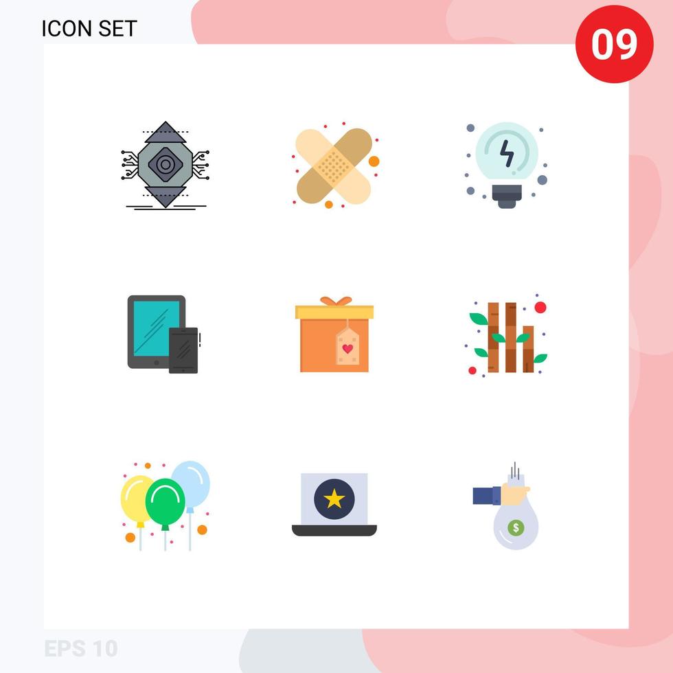 9 Universal Flat Colors Set for Web and Mobile Applications box phone brainstorming tablet business Editable Vector Design Elements