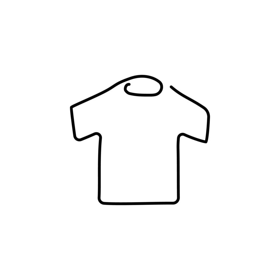 T-shirt clothing one line drawing vector isolated on white background.